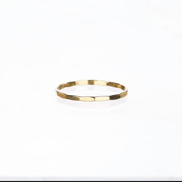 Real 14K Gold Faceted Stackable Ring - Picture 5 of 6